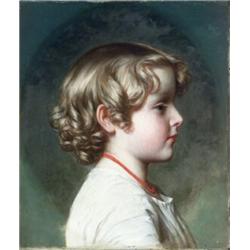 Albert Anton Graefle (German 1807-1889) Profile Portrait of a Young Boy Signed...