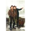 Image 1 : Constantin Stoitzner (Austrian 1863-1934) Fishermen Conversing by the Sea and Fish...
