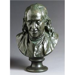 After Jean-Antoine Houdon (French 1741-1828) Portrait Bust of Benjamin Franklin<br...