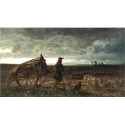 Paul Weber (American 1823-1916) Shepherd and Sheep at Sundown Signed Paul Weber...