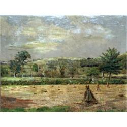 Edward Parker Hayden (American 1858-1921) Field of Haystacks Signed Edwd P Hayd...