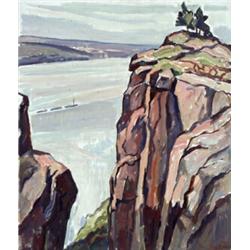 Edgar Hewitt Nye (American 1879-1943) Cliff Along a Riverbend Signed E. Nye l.r...