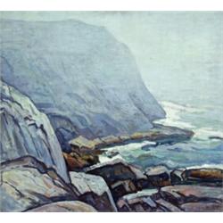 Edgar Hewitt Nye (American 1879-1943) Rocky Shoreline on a Misty Day Signed E....