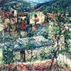 Image 1 : Bruno Zupan (American b. 1939) Courtyard with Grapevine Signed Zupan u.r. and d...