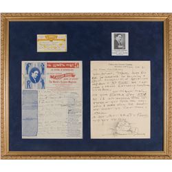 T. Nelson Downs Magician Membership Card and Letters Display