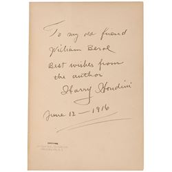 Harry Houdini Signed Book