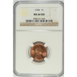 1948 LINCOLN CENT, NGC MS-66 RED
