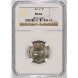 1943-P SILVER JEFFERSON NICKEL NGC MS-67