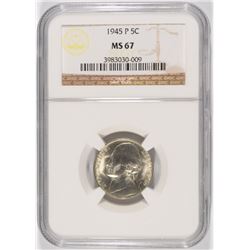 1945-P SILVER JEFFERSON NICKEL NGC MS-67