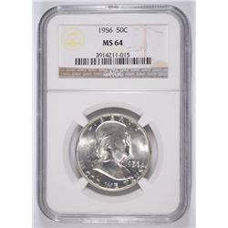 1956 FRANKLIN HALF DOLLAR, NGC MS-64
