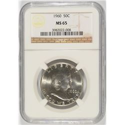 1960 FRANKLIN HALF DOLLAR, NGC MS-65  RARE!!