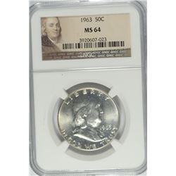1963 FRANKLIN HALF DOLLAR, NGC MS-64