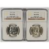 Image 1 : LOT OF ( 2 ) 1957-D FRANKLIN HALF DOLLARS, NGC MS64 FBL