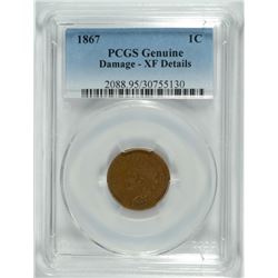 1867 INDIAN HEAD CENT PCGS XF DETAILS