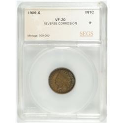 1909-S INDIAN HEAD CENT SEGS VF-20 DETAILS