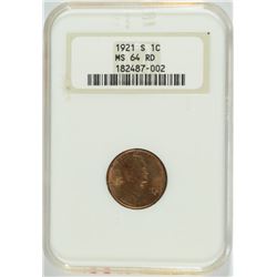 1921-S LINCOLN CENT NGC MS-64 (RED !!!)