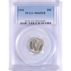 1943 MERCURY DIME PCGS MS-65 FB