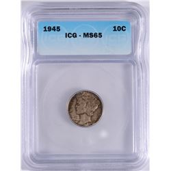 1945 MERCURY DIME ICG MS-65