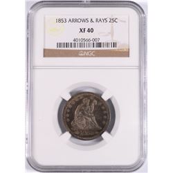 1853 SEATED QUARTER NGC XF-40