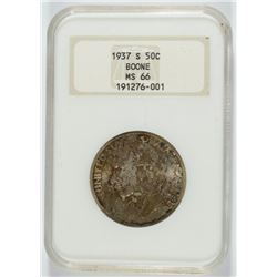 1937-S BOONE COMMEN HALF DOLLAR NGC MS-66