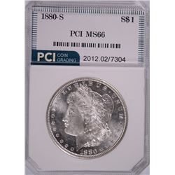 1880-S MORGAN SILVER DOLLAR, PCI MS-66 WHITE!