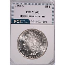 1882-S MORGAN SILVER DOLLAR, PCI MS-66 SUPERB! WHITE