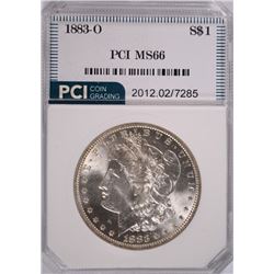 1883-O MORGAN SILVER DOLLAR, PCI MS-66 SUPERB WHITE!