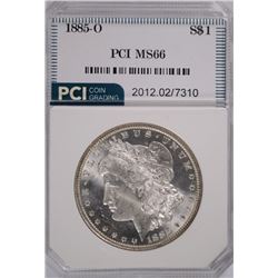 1885-O MORGAN SILVER DOLLAR, PCI MS-66 WHITE!