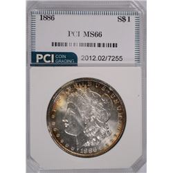 1886 MORGAN SILVER DOLLAR, PCI MS66 COLOR!