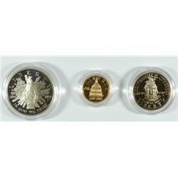 1989 U.S. CONGRESSIONAL COMMEMORATIVE PROOF $5.00 GOLD, SILVER $1.00 & CLAD 1/2
