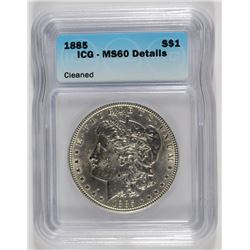 1885 MORGAN DOLLAR ICG MS-60 CLEANED