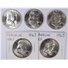 Image 1 : (5) 1963 FRANKLIN HALF DOLLAR'S CH BU