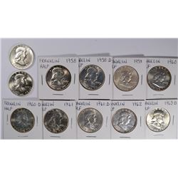 (11) CH BU FRANKLIN HALF DOLLAR'S (58, 58-D, 59, 59-D, 60, 60-D, 61, 61-D, 62, 6
