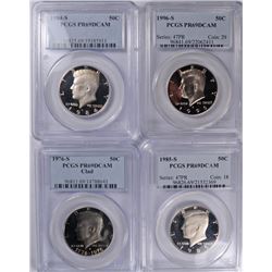 (4) PROOF KENNEDY HALF DOLLAR'S (76-S, 84-S, 85-S, 96-S) PCGS PR-69 DCAM