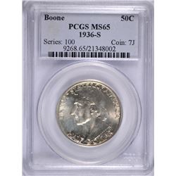 1936-S BOONE COMMEN HALF DOLLAR PCGS MS-65