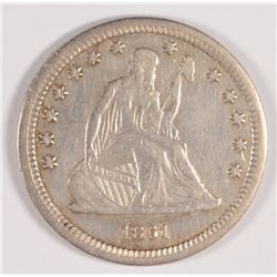 1861-S SEATED QUARTER, CIVIL WAR COIN, VERY RARE ONLY 96.000 MINTED, XF/AU