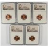 Image 1 : LOT OF ( 5 ) 1944 LINCOLN CENTS, NGC  MS-66 RED