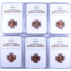 3 1954-S & 3 55-S LINCOLN CENTS NGC MS-66 RD