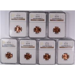 LOT OF ( 7 ) 1958-D LINCOLN CENTS, NGC MS-66 RED