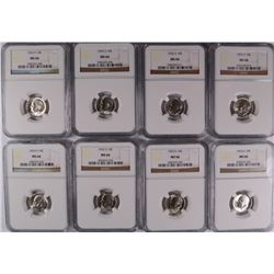 LOT OF ( 8 ) 1953-S ROOSEVELT DIMES, NGC MS-66