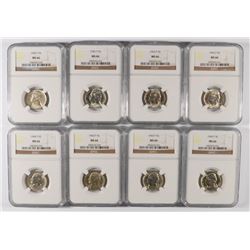 LOT OF ( 8 ) 1943-P JEFFERSON NICKELS. NGC MS-66