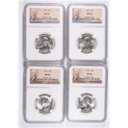 LOT OF ( 4 ) 1955 WASHINGTON QUARTERS, NGC MS-65