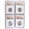 Image 1 : LOT OF ( 4 ) 1955 WASHINGTON QUARTERS, NGC MS-65