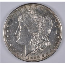 1886-S MORGAN SILVER DOLLAR, AU-55+