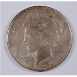 1928 PEACE SILVER DOLLAR, AU TONED, KEY