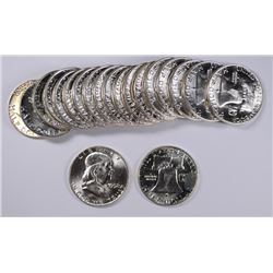 GEM ROLL OF 1958-D FRANKLIN HALF DOLLARS