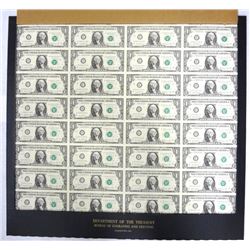 UNCUT SHEET OF 32 1981 $1.00 NOTES IN ORIG TREASURY PACKAGING AND MAILER
