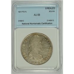 1821 PTS PJ 8 REALES BOLIVIA NNC AU-58