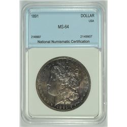 1891 MORGAN SILVER DOLLAR NNC MS-64
