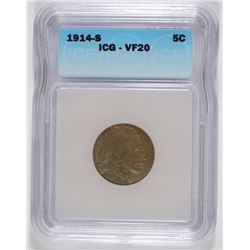 1914-S BUFFALO NICKEL ICG VF-20